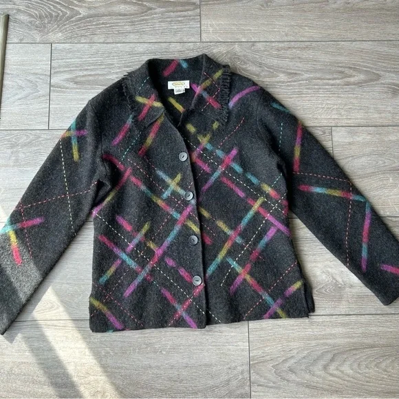 Talbots Abstract Printed Pure  Wool Felted Jacket - Picture 4 of 15